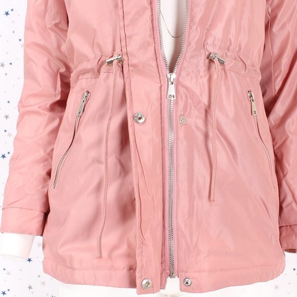 Mauve Fur lined Hood Anorak Parka Padded Jacket - Picture 4 of 13